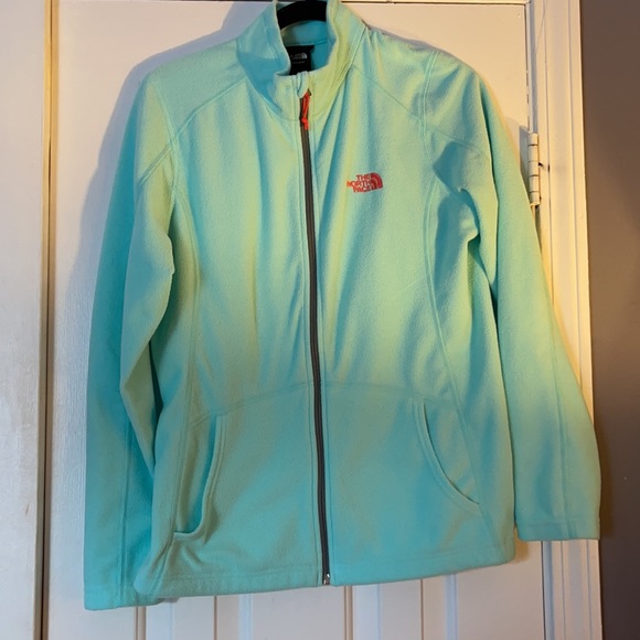The North Face aqua green with orange full zip LG - Picture 7 of 10